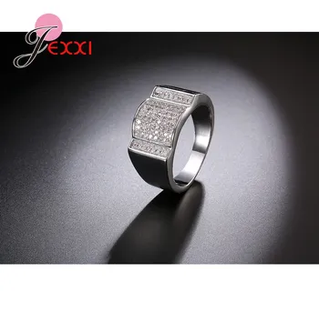 JEXXI Weavy Dizajn Drahokamu 925 Pečiatka Mincový Striebro Prst Krúžky Ženy Muži Unisex Pohode Široký Svadobné Kapela Svadobné Šperky