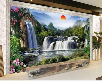 Krajina vodopád TV pozadie vodopád 3d izba tapety krajiny 3d tapety na steny Domáce Dekorácie