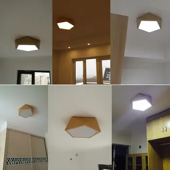 Kreatívne Imitácia Dreva Geometrické LED Stropné Svietidlá moderného obývacej izby, spálne, chodby stropné svietidlo, Vnútorné Osvetlenie Zariadenie
