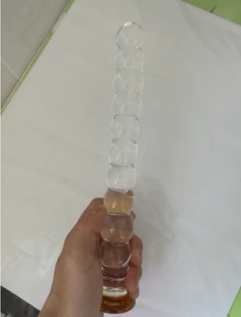 Krištáľové sklo umelé penisy Análne korálky zadok plug s 10 korálky análny hračky pre ženy, mužov Dospelých produkty Ženská masturbácia, sklenené dildo