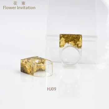 Kvet Pozvanie HJ09 Námestie Ring_ Hotový Výrobok Ručné Kovové Fólie Živice Malé Čerstvé