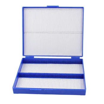 LIXF HOT Kráľovská Modrá Plastový Obdĺžnik Podržte 100 Microslide List Mikroskopom Box