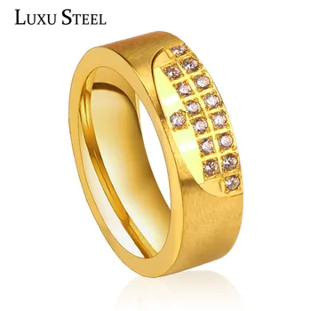 LUXUSTEEL Módne Prstene Pre Ženy/Mužov z Nehrdzavejúcej Ocele Zlatá Farba S Čaro Crystal Snubné Prstene, Šperky, Zásnubné
