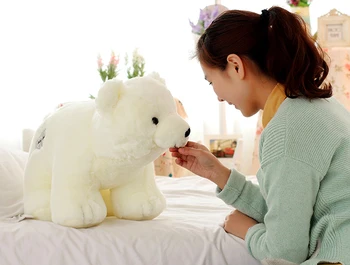 Malá veľkosť plyšový medveď hračka biela stojaci ľadový medveď bábika darček asi 45 cm 0027