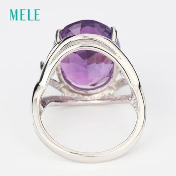 MELE Prírodné ametyst strieborný prsteň, oválny 12 mm*16 mm,deep purple farbu a dokonalé rezanie oheň, romantické a populárne dámy krúžok