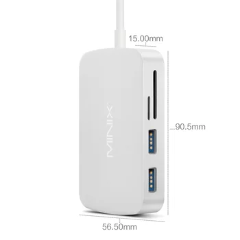 MINIX NEO C Viacportová Adaptér HDMI Výstup/ Gigabit Ethernet/ USB3.0*2/ TF & SD Kartu Striebro (Kompatibilné s Apple MacBook)