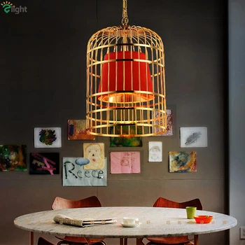 Moderné Led Dosku Gold Chrome Birdcage Led Prívesok Svetlo Bar Reštaurácia PVC Odtiene E27 Deco Vintage Reťazca Visí Lampa