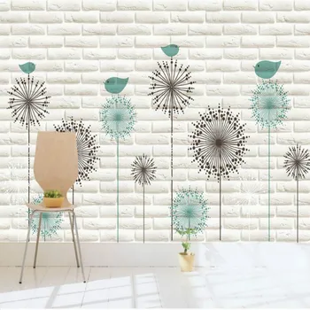 Moderný minimalistický púpava birdie tehla Tapety pre 3d Stenu Papier Dekoratívne Maľby Pozadie Domov Zlepšenie tapety