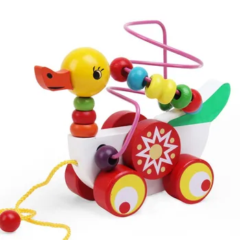 Montessori cartoon zvierat trailer hračky ducklings abacus korálky okolo drevenej detí raného vzdelávania duševného hračky