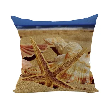More, Pláž Hviezdice Conch Shell Štvorcový Vankúš Hodiť Vankúš Pre Obývacia Izba, Spálňa Skvelý Darček Pre Priateľa Almofadas