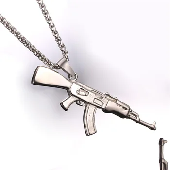 Móda Pohode AK47 Útočná Puška Prívesok & Náhrdelník Európskej Hip-Hopu, Šperky z Nerezovej Ocele, Zlatá Farba Reťazca Pre Mužov GP2467