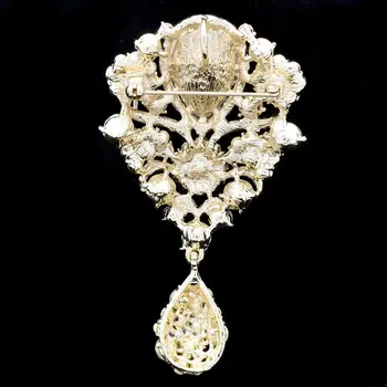 Móda Zelená Drahokamu Drop Brošňa Kytice Kvetinový Brošne Kolíky Prívesok Rakúskeho Kryštálu Pre Ženy Šperky 6024