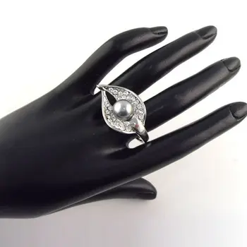 Móda Zásnubný Prsteň Ženy Sivý Perlový Prsteň Strieborná Farba Zliatiny Drahokamu Šperky Leaf Prst Krúžky Callier Femme Rn-405