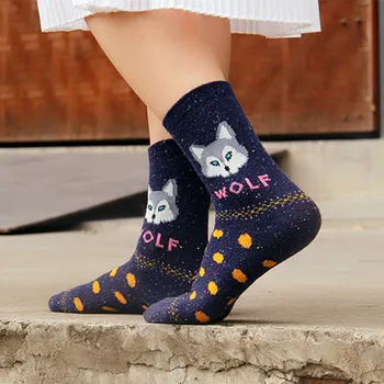 Nové hrubé vlny bavlna ženy ponožky jeseň zima Harajuku zvierat sova jeleň značky krásne roztomilé zábavné vianočné ponožky gitfs