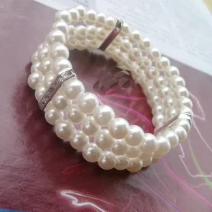 Nové Módne Ženy troch Crystal vŕtať flash elegantné imitácia perly náramok viacvrstvových úsek náramok doprava zadarmo