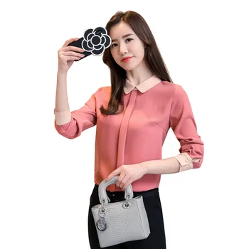 Nové prišiel 2018 jar blúzka ženy tričko s dlhým rukávom ženské módne topy office lady slim klesnutie d361 30