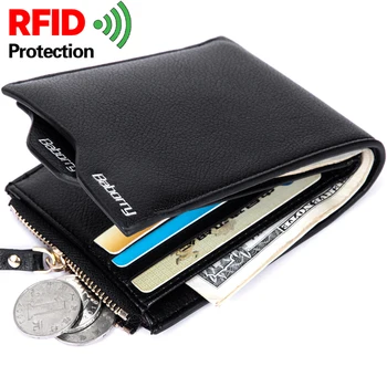 Nový Dizajn RFID na Ochranu Blokovanie Zastavenia Peňaženky Vintage Bežné Mužov Krátke Kabelku PU Kožené Zips Puzdro Mince Karty Prípade Anti-Theft