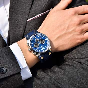 Nový záznam pánske Hodinky BENYAR Luxusné Značky Quartz hodinky Mužov Vojenskej silikónové popruh Kalendár Funkcie Chronograf Nepremokavé