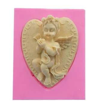 Obrázok silikónové formy ručne vyrábané mydlo plesne Baby Angel Srdce láska Svadobnú tortu zdobenie nástroje F0738
