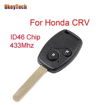 OkeyTech 2 Tlačidlá pre Honda 433Mhz ID46 Čip, Diaľkové Ovládanie, Automatické Auto príveskom, Náhradné Uncut Kotúč na Honda CRV Diaľkové Kľúč