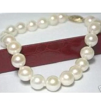 Očarujúce prírodné sladkovodné culturted white pearl 8-9mm nearround korálky náramok náramok pre ženy, prívesky, šperky 7.5 palcový BV02
