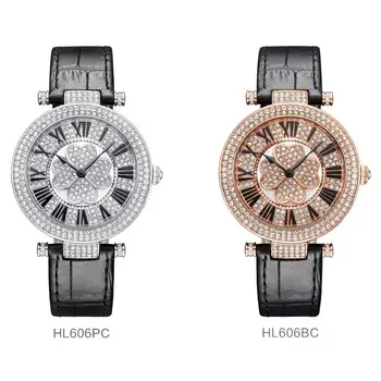 PB Značku Hodiniek Ženy, Luxusné Rakúsko crystal módne Dámske Náramkové hodinky pravej Kože Vody Dôkaz Wamen Sledovať HL606