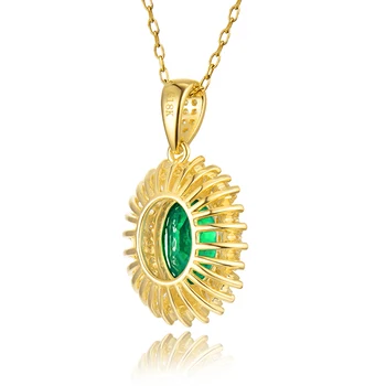 Pevné 18K Žlté Zlato Dobré Prírodné Zelené Kolumbia Emerald Svadobný Náhrdelník Prívesok Kolo Bageta Diamond Ženy Šperky