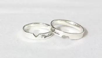 Prispôsobený pár krúžky sľub krúžky Vianočný darček, darček k narodeninám meno, iniciály snubné prstene, zásnubné prstene osobné