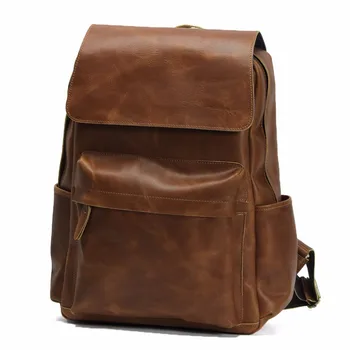 Retro Štýl Skutočné Cowhide Kožené Školy Taška cez Rameno Batoh Bežné Cestovná Taška Notebook iPad Taška Pack LD032