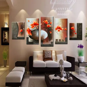 Ručné veľké plátno umenie lacné moderné abstraktné plátno na stenu umenie pomarančový kvet krajiny olejomaľba obrázky pre obývacia izba