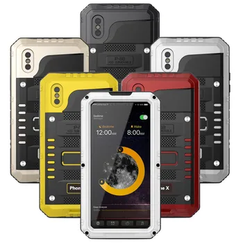 Seonstai Nepremokavé Hliníkové puzdro Pre iPhone X 8 7 6 6 Plus 5s Shockproof Prachotesný Kryt Kovové Brnenie Shell S Tvrdeného Skla