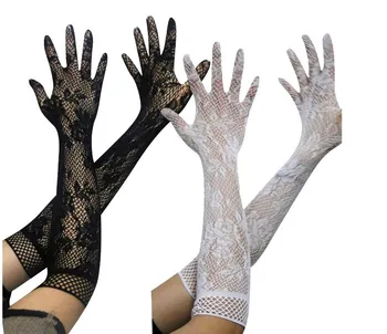 Sexy transparentnej čipky elastické rukavice nevesta Long-sleeve rukavice oka liturgii rukavice sexy rukavice čipky