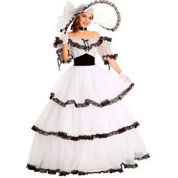 Southern belle kostým viktoriánskej šaty, kostým pre dospelých halloween kostýmy pre ženy biela občianskej vojny šaty loptu lolita šaty vlastné