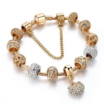 Szelam Luxusné Krištáľové Srdce Kúzlo Náramky & Bangles Zlaté Náramky Pre Ženy Šperky Pulseira Feminina Sbr170020