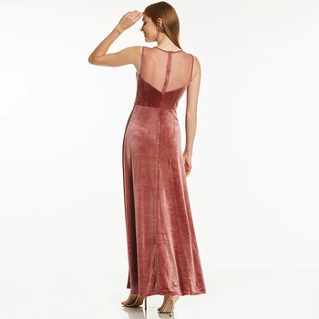Tanpell korálkové dlhé večerné šaty elegantné burgundsko bez rukávov dĺžka podlahy riadok šaty lacné ženy velúrové formálne večerné šaty