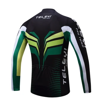 TELEYI Black Green Bike jersey Mužov Cyklistické oblečenie Muž MTB Ropa Ciclismo Maillot Dlhý Rukáv Košele Jazdecká blúzka na Jar