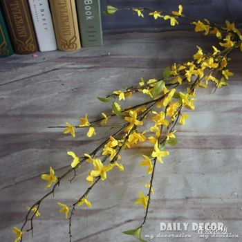 Veľkoobchod ! 125 cm vysoká simulácia dekoratívne jazmín dlhé stonky hodvábu kvetov falošné Oncidium umelý žltý kvet orchidea