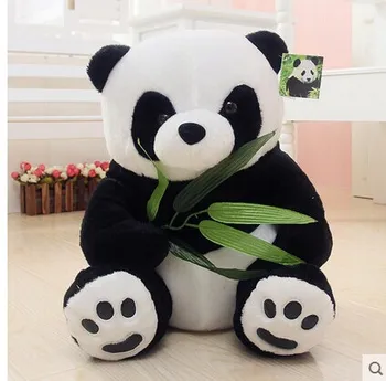 Veľké 40 cm sedí Panda s bambusom plyšové hračky Vianočný darček w0704