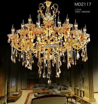 Veľké Zlaté Krištáľový Luster Osvetlenie Veľké Cristal Listry Svietidlo Luster Crystal Hotel pre Projekt MD2117