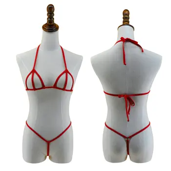 Veľmi Sexy Transparentné String Bikini Slutty Žiadny kryt dámske Bikiny Pevné Čierna/Červená/Ružová G-String biquini