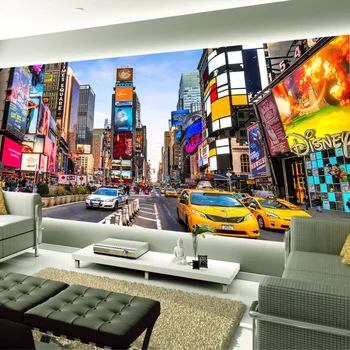 Vlastné 3D Fotografie Tapety na Times Square v New Yorku Moderné Street View Obchod, Bar, Spálne, Obývacia Izba, Témy Tapety 3D Stereo nástenná maľba