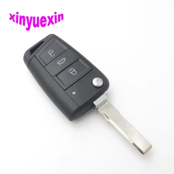 Xinyuexin Flip Diaľkové Kľúča Vozidla Shell FOB Prípade Pre VW Golf 7 Na Škoda Octavia A7 Flip 3Button Náhradného Kľúča Shell Č Logo