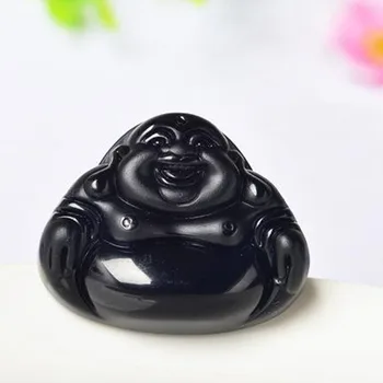 Yu Xian Yuan Módne Prírodné Čierna Obsidián Jade Prívesok, Ručne Vyrábané Maitreya Šťastie, Amulet Náhrdelník Jemné Šperky