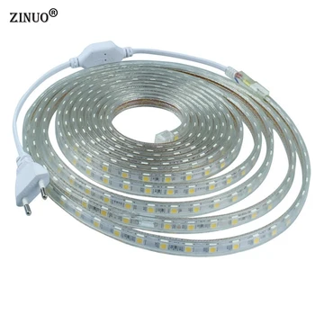 ZINUO 220V Led Pásy Svetla 5050 RGB 60Leds/M Vodeodolné IP65 Flexibilné led Pásky Pásky 5050 Biela Teplá Biela 1M 2M 5M 8M 12M 25M