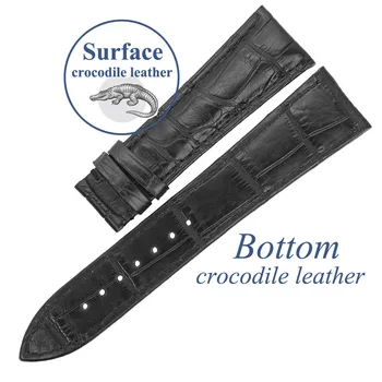 ZLIMSN Dvojité Luxusné Krokodílej Kože Hodinky Čierne pásy, Mužov, Ženy, Popruh Vhodný pre Panerai 14 mm-24mm Alligator Watchband