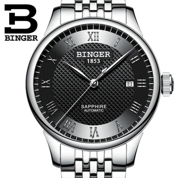 Švajčiarsko BINGER pánske hodinky, luxusné značky sapphire nepremokavé plávať samostatne zárobkovo vietor automatické navíjanie Mechanické náramkové hodinky B-671-2