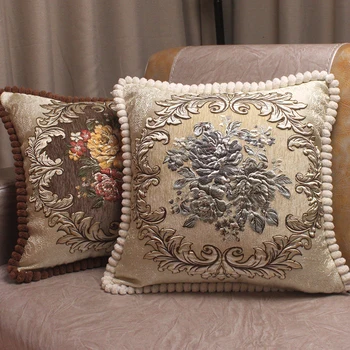 Ženilkové Tkaniny Jacquard Vyšívané Vankúše Royal Elegantné Klasické Kvetinový Obchod Domov Dekoratívne Luxusný Vankúš